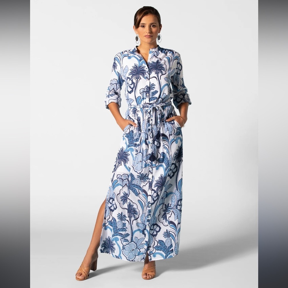 Tori Richard Home Grown Briar Maxi Dress Floral Vacation Cotton Blend Size XS